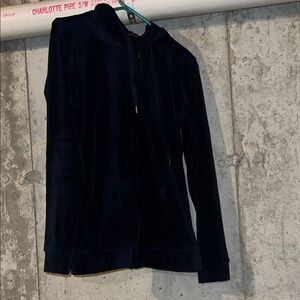 Gloria Vanderbilt Navy Velvet Zip Hoodie Track set